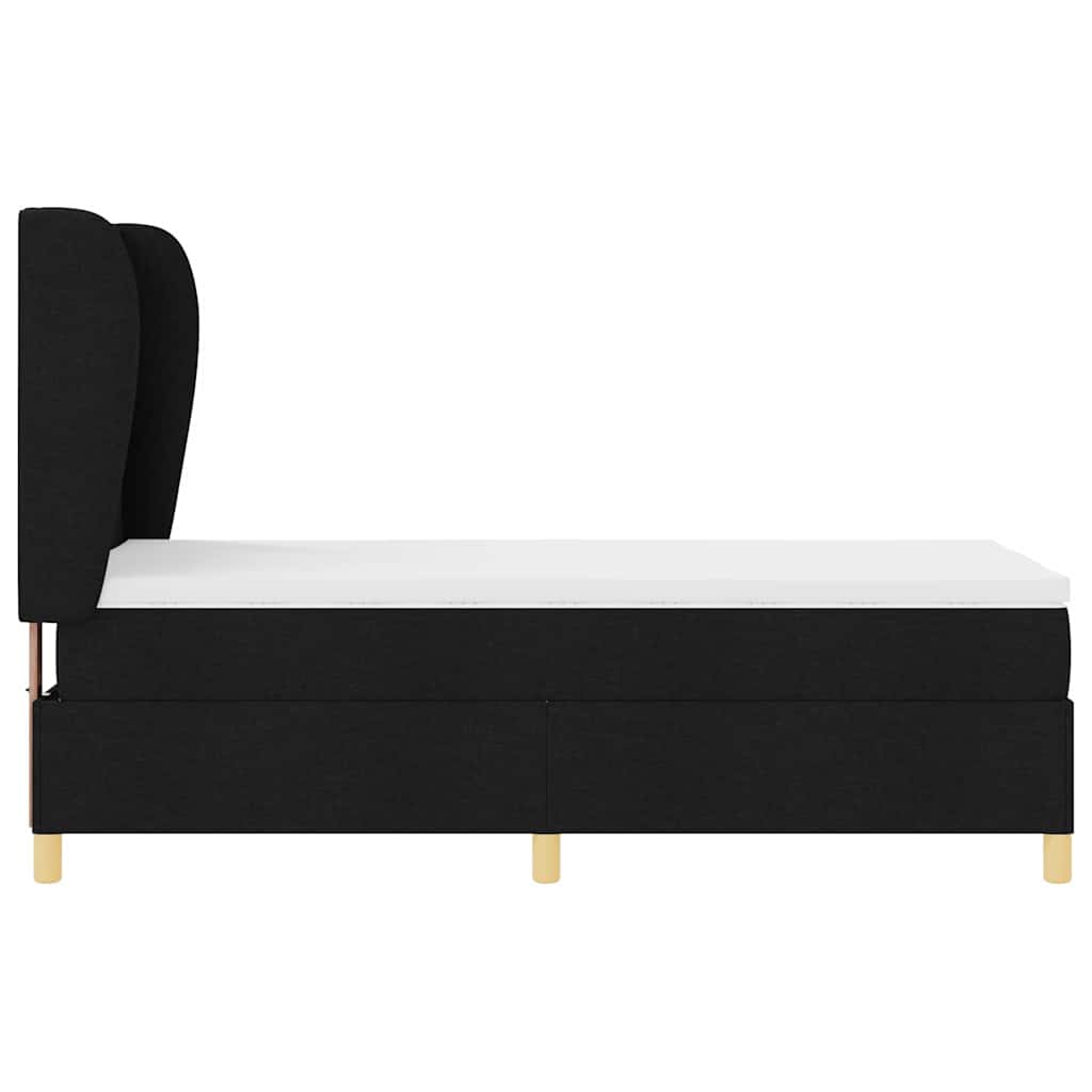 Letto a molle con testiera Nero 200 x 90 cm Tessuto | homemem39