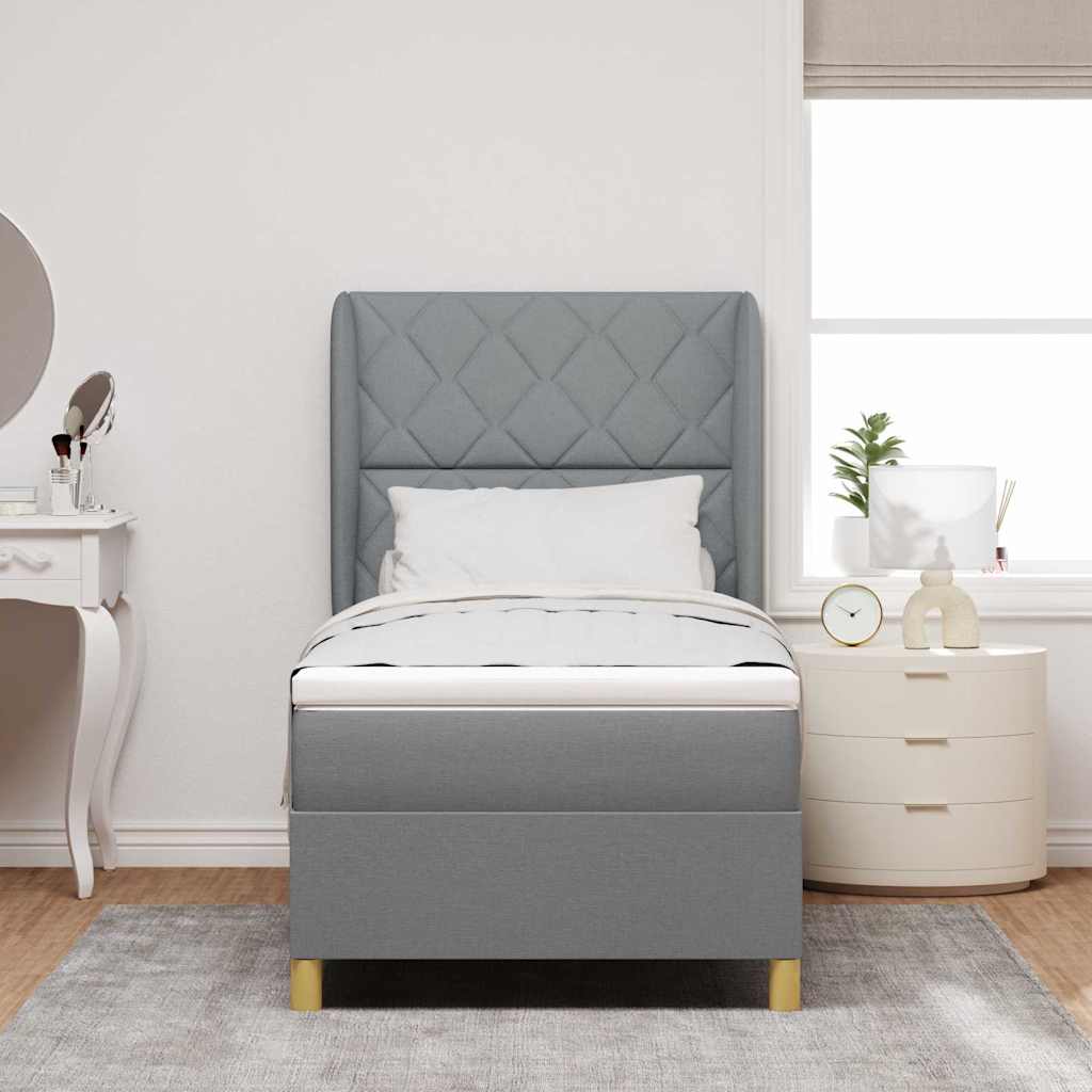 Letto con molle e materasso Grigio Scuro 90x190 cm Tessuto
