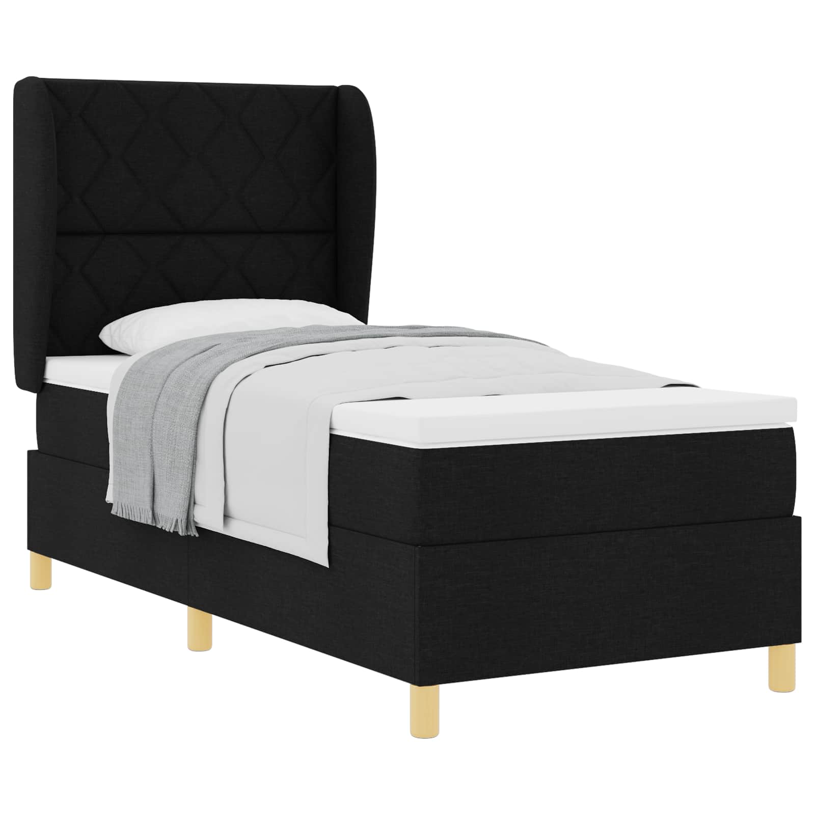 Letto a molle con testiera Nero 200 x 100 cm Tessuto | homemem39