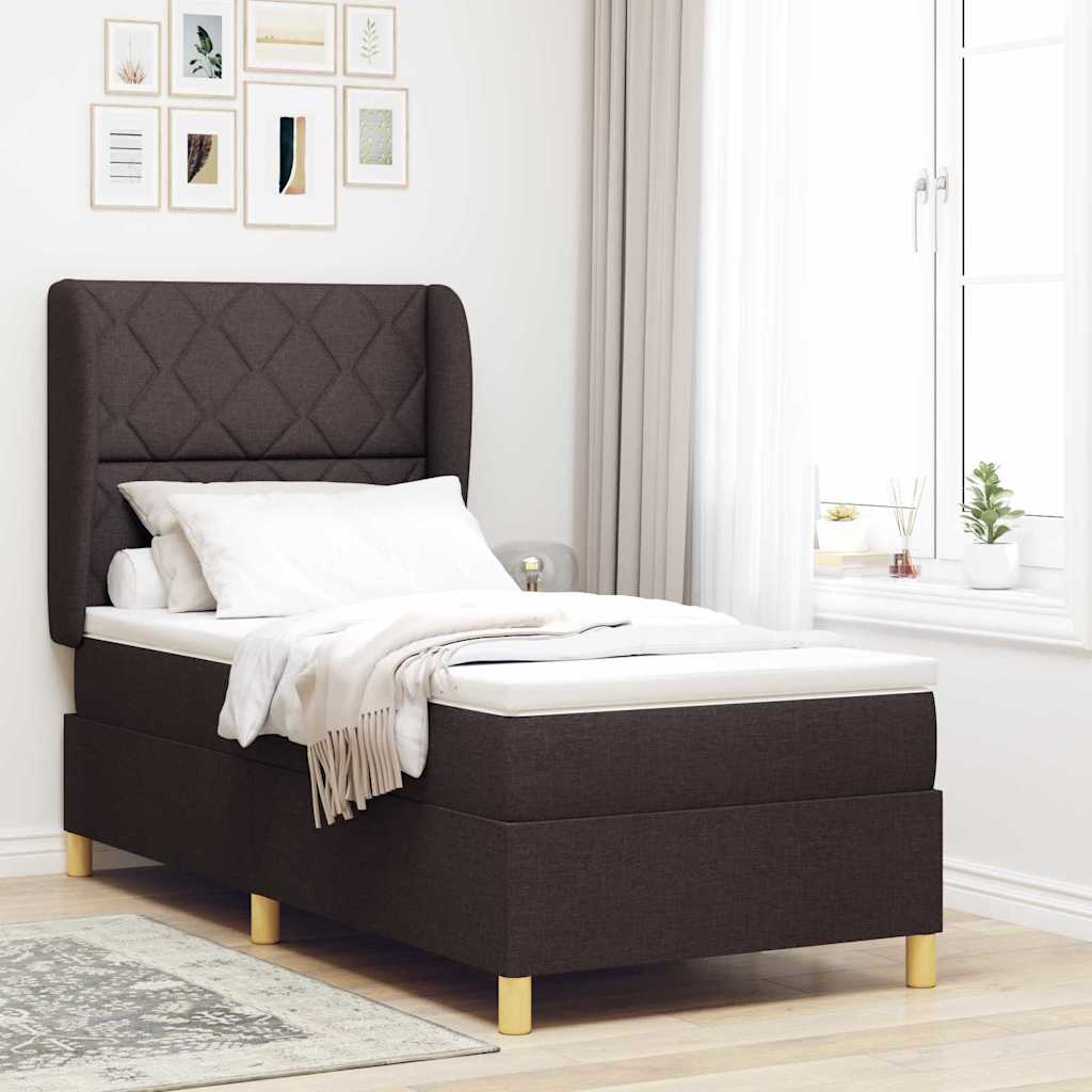 Letto a molle con testiera Marrone Scuro 200 x 100 cm Tessuto | homemem39