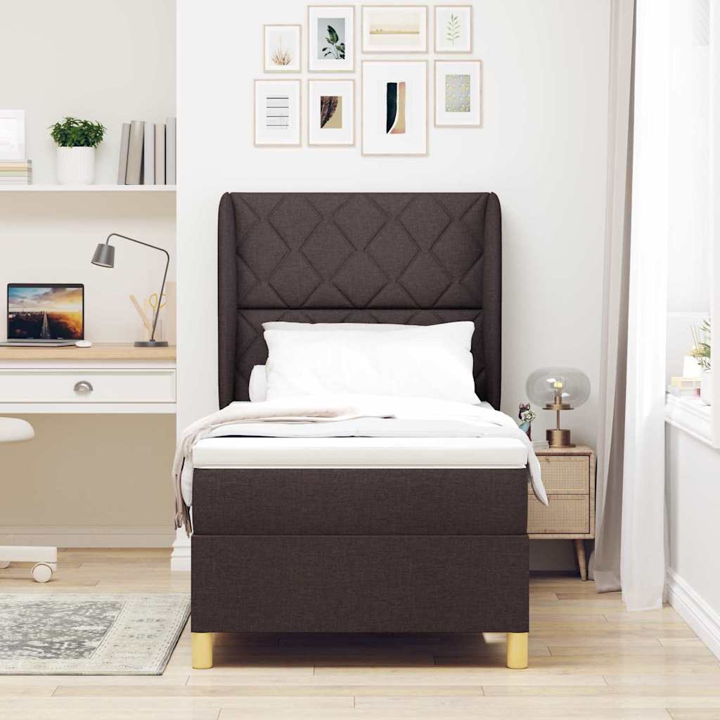 Letto a molle con testiera Marrone Scuro 200 x 100 cm Tessuto | homemem39