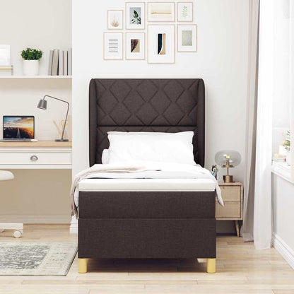 Letto a molle con testiera Marrone Scuro 200 x 100 cm Tessuto | homemem39