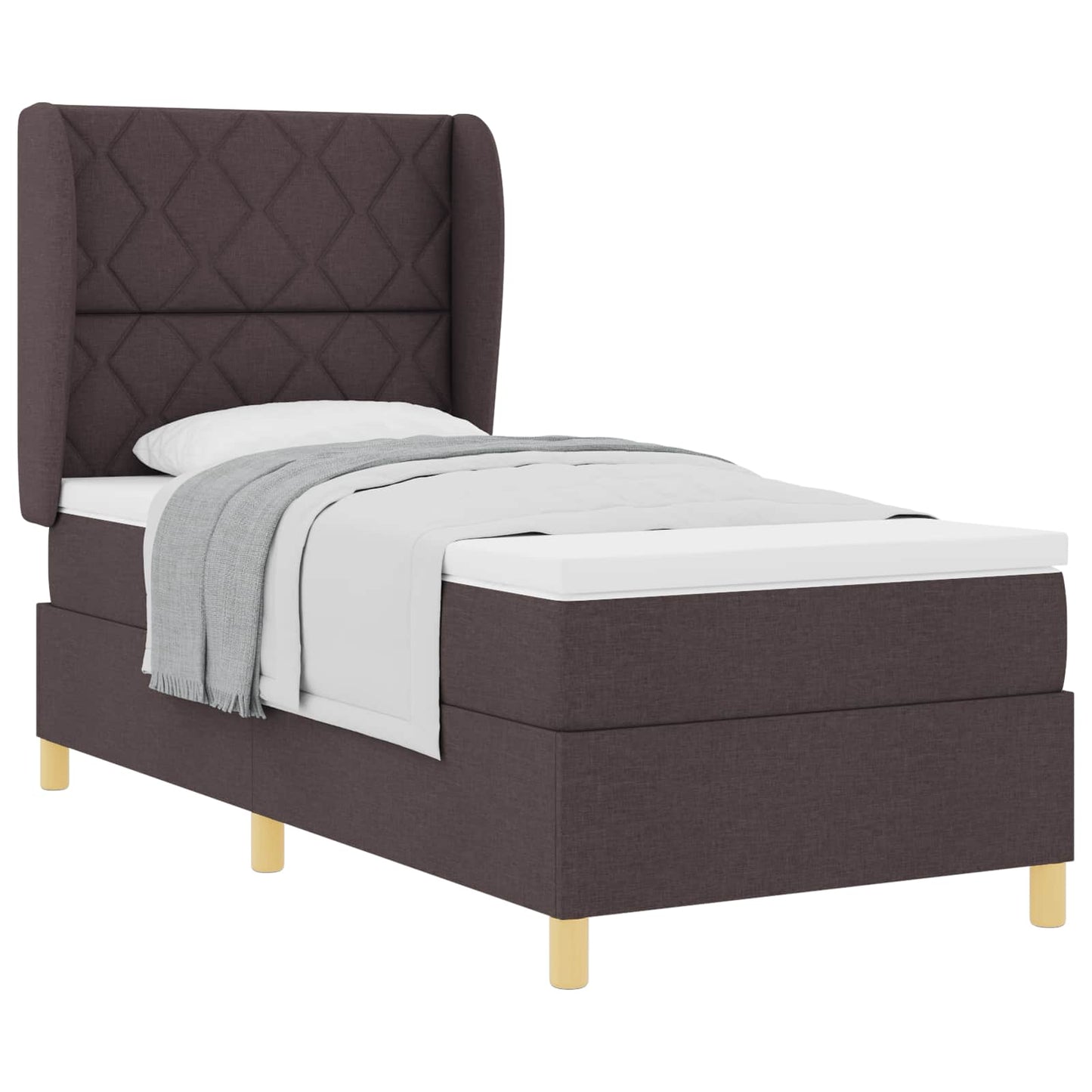Letto a molle con testiera Marrone Scuro 200 x 100 cm Tessuto | homemem39