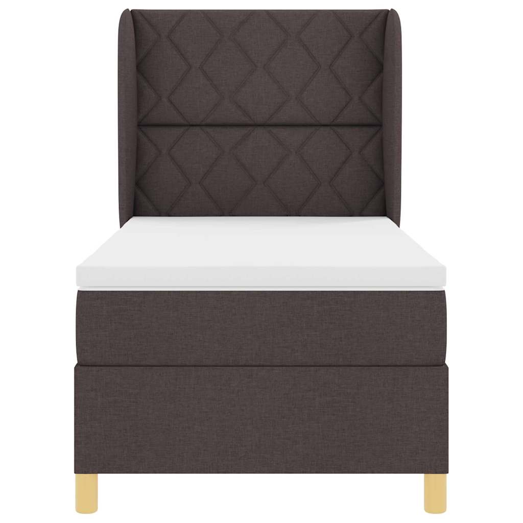Letto a molle con testiera Marrone Scuro 200 x 100 cm Tessuto | homemem39