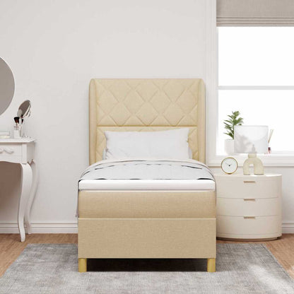Letto a molle con testiera Crema 200 x 100 cm Tessuto | homemem39