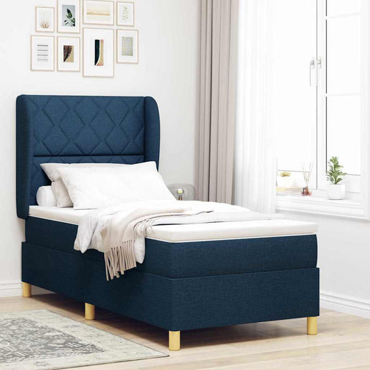 Letto a molle con testiera Blu 200 x 100 cm Tessuto | homemem39