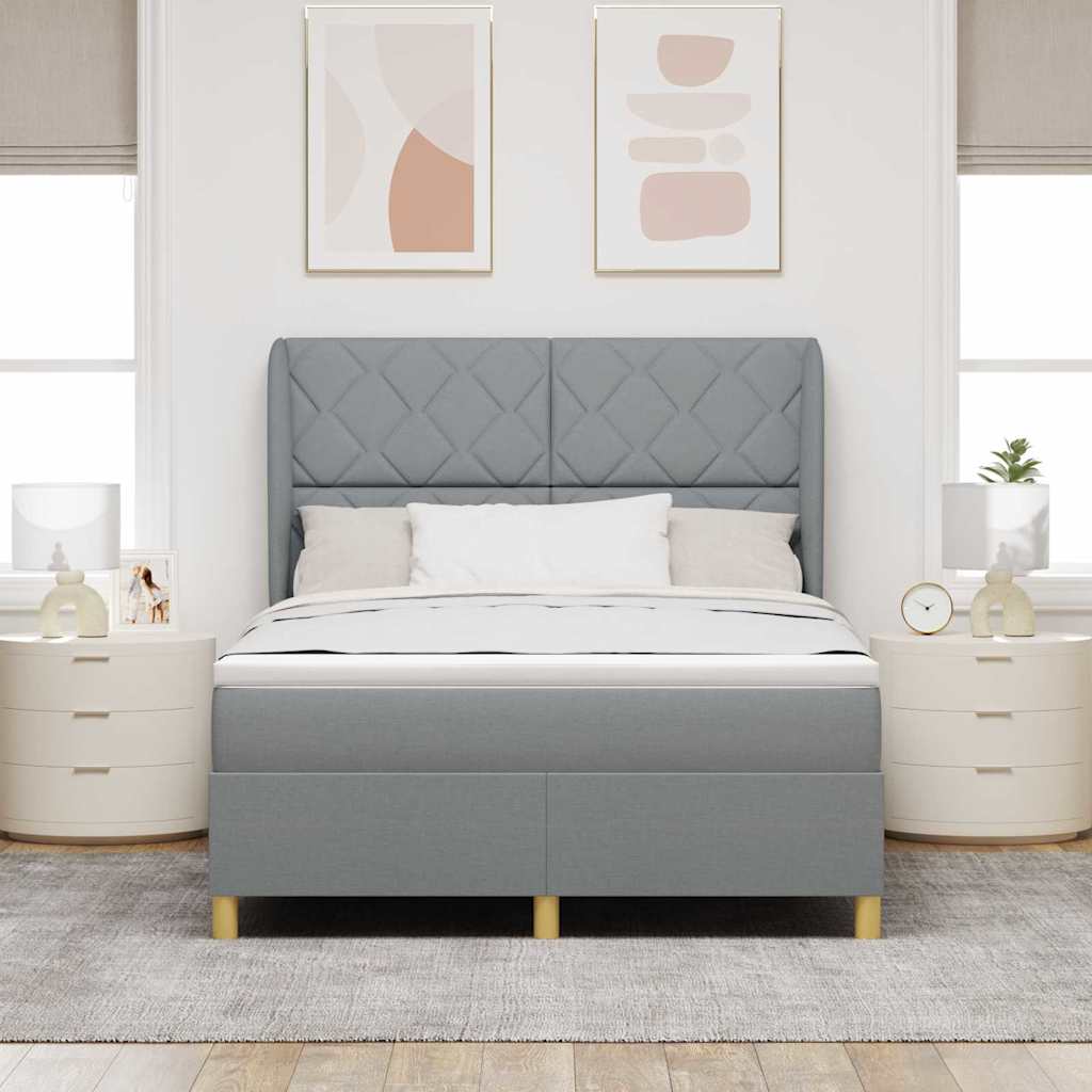 Letto a molle con testiera Grigio chiaro 200 x 160 cm Tessuto | homemem39