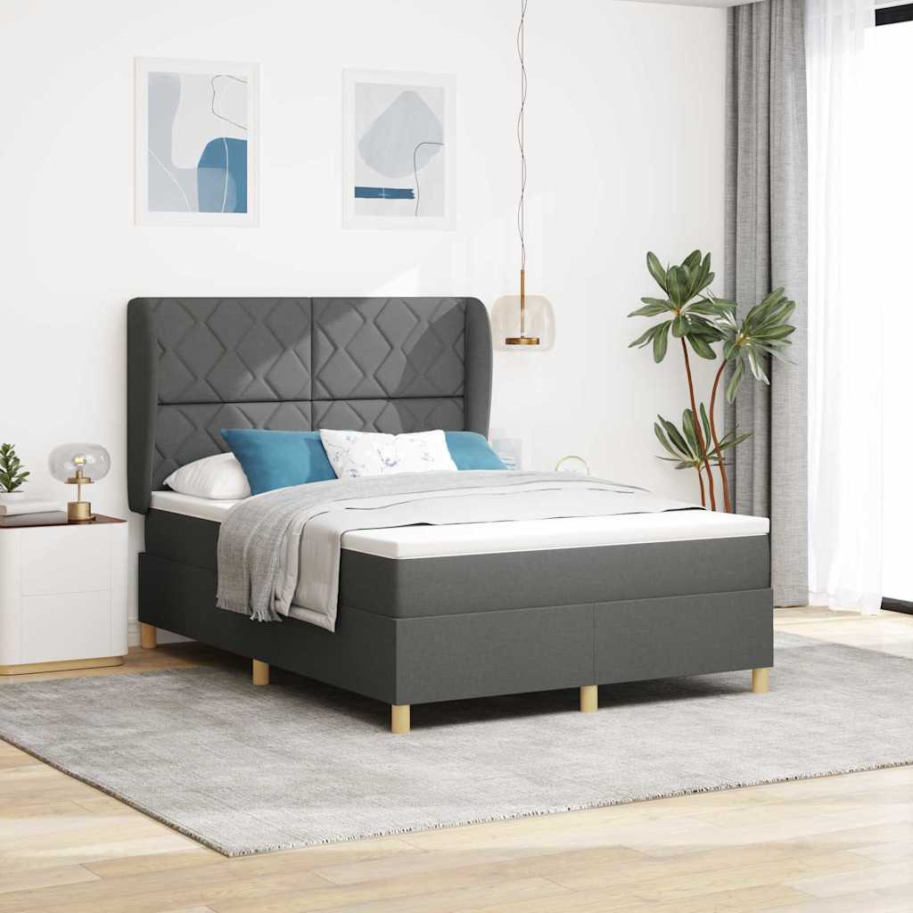 Letto a molle con testiera Grigio scuro 200 x 160 cm Tessuto | homemem39
