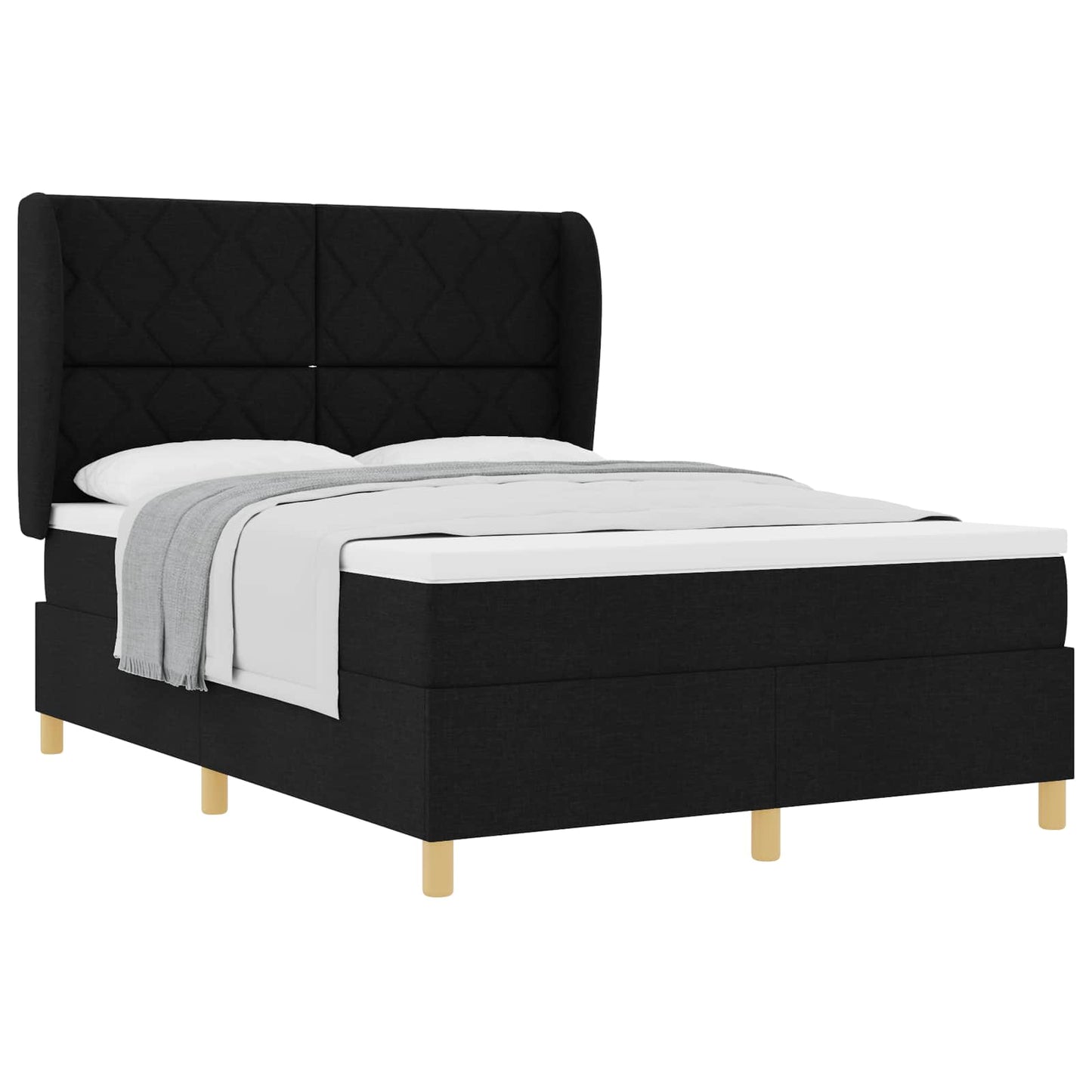 Letto a molle con testiera Nero 200 x 160 cm Tessuto