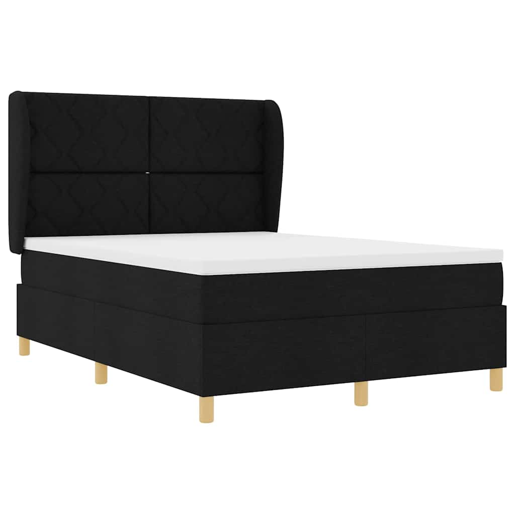 Letto a molle con testiera Nero 200 x 160 cm Tessuto
