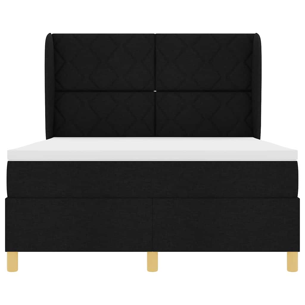 Letto a molle con testiera Nero 200 x 160 cm Tessuto