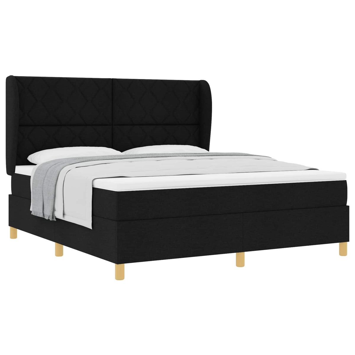 Letto a molle con testiera Nero 200 x 180 cm Tessuto | homemem39