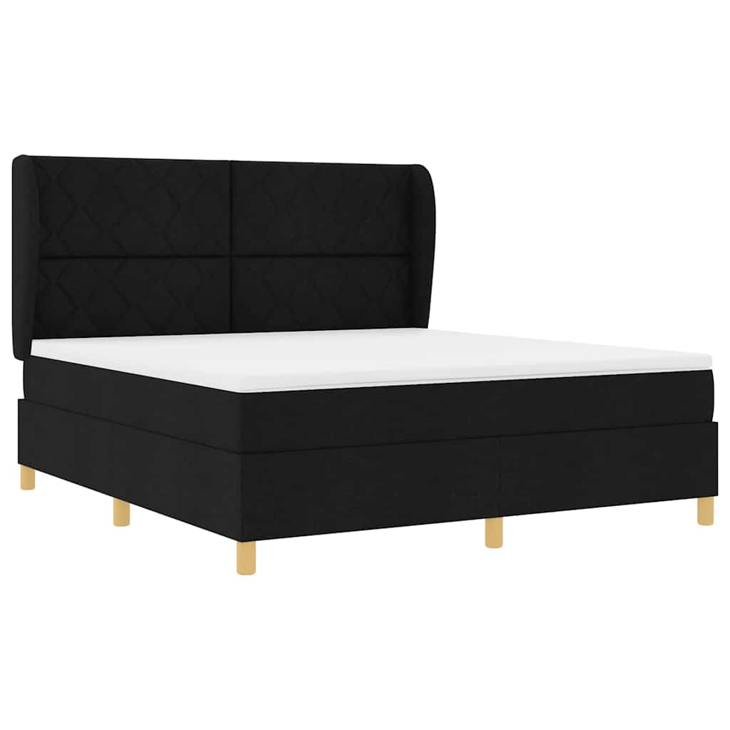 Letto a molle con testiera Nero 200 x 180 cm Tessuto | homemem39