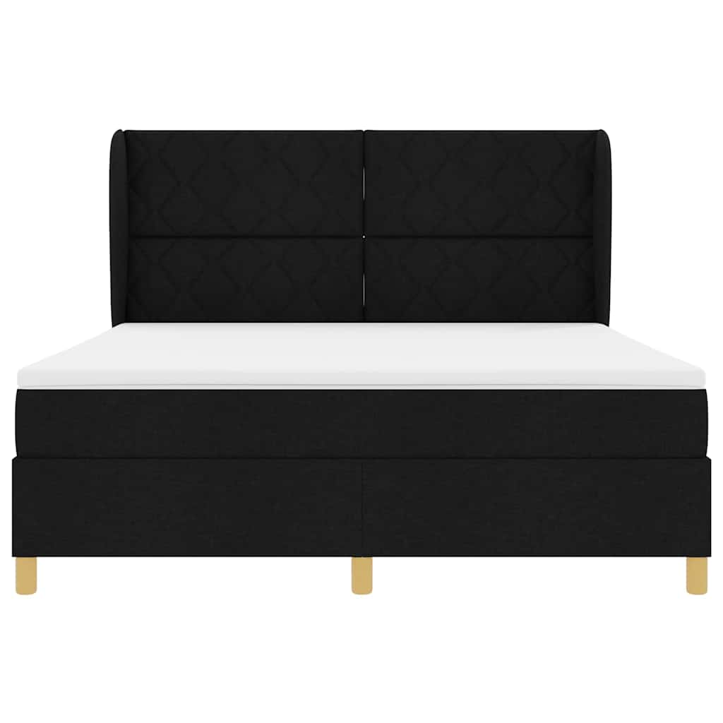 Letto a molle con testiera Nero 200 x 180 cm Tessuto | homemem39