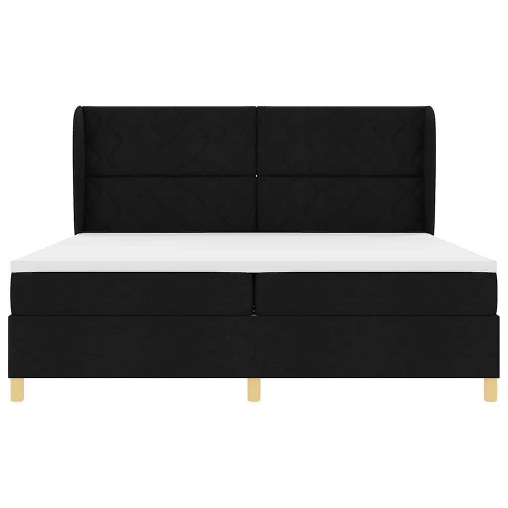 Letto a molle con testiera Nero 200 x 200 cm Tessuto | homemem39