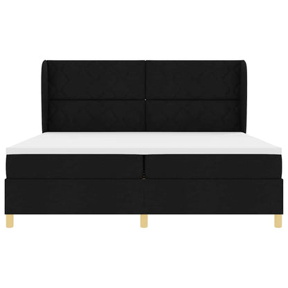 Letto a molle con testiera Nero 200 x 200 cm Tessuto | homemem39
