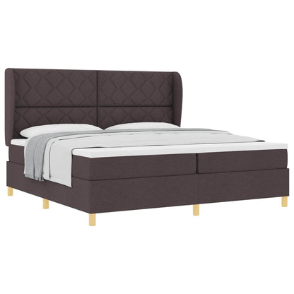 Letto a molle con testiera Marrone Scuro 200 x 200 cm Tessuto | homemem39