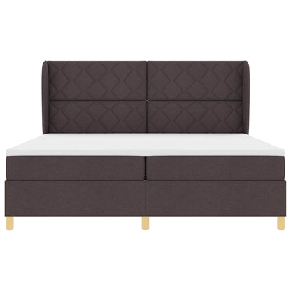 Letto a molle con testiera Marrone Scuro 200 x 200 cm Tessuto | homemem39