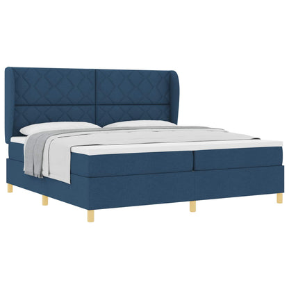Letto a molle con testiera Blu 200 x 200 cm Tessuto | homemem39