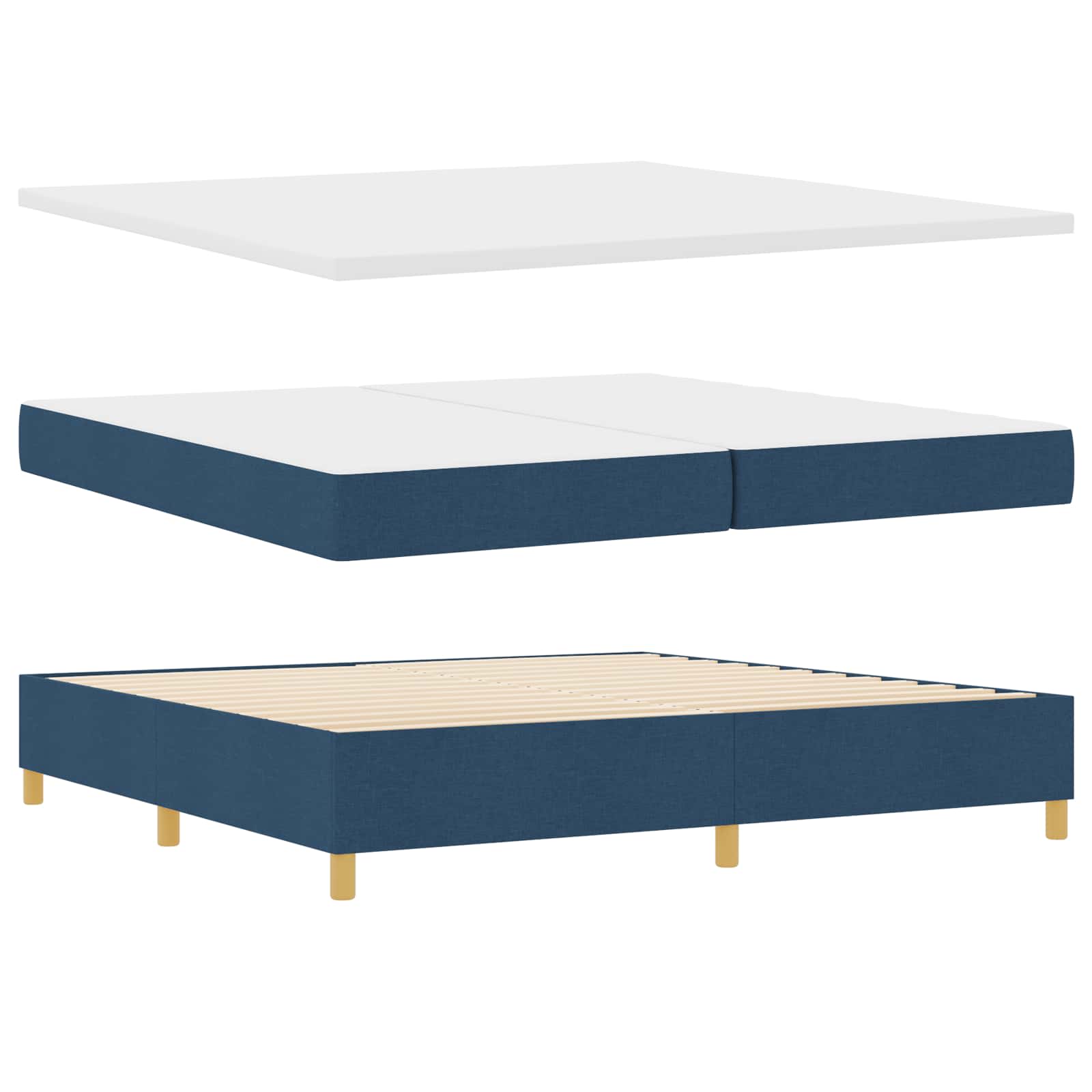 Letto a molle con testiera Blu 200 x 200 cm Tessuto | homemem39
