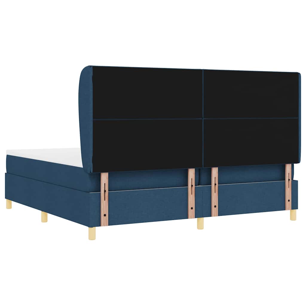 Letto a molle con testiera Blu 200 x 200 cm Tessuto | homemem39