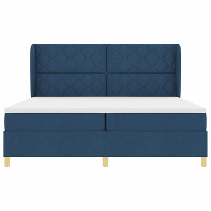Letto a molle con testiera Blu 200 x 200 cm Tessuto | homemem39