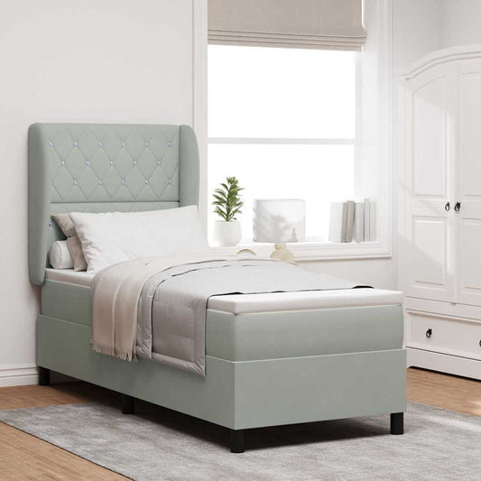 Letto a molle con materasso Grigio chiaro 200 x 80 cm Velluto | homemem39