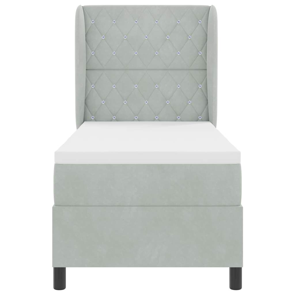 Letto a molle con materasso Grigio chiaro 200 x 80 cm Velluto | homemem39