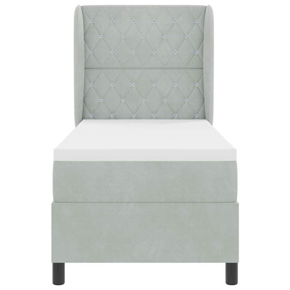 Letto a molle con materasso Grigio chiaro 200 x 80 cm Velluto | homemem39