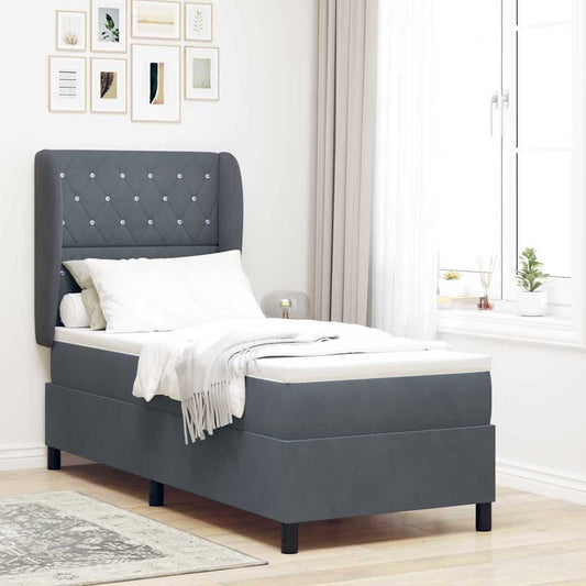 Letto a molle con materasso Grigio scuro 200 x 80 cm Velluto | homemem39