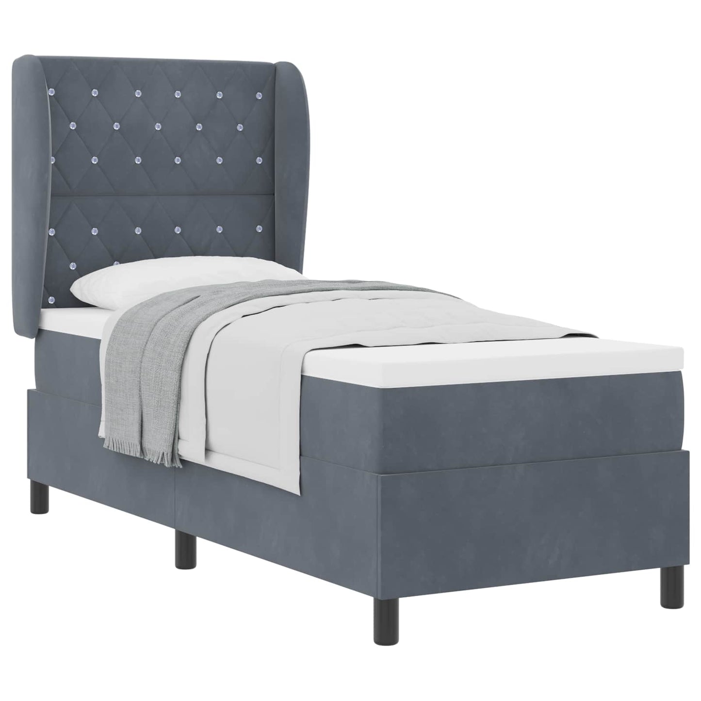 Letto a molle con materasso Grigio scuro 200 x 80 cm Velluto | homemem39