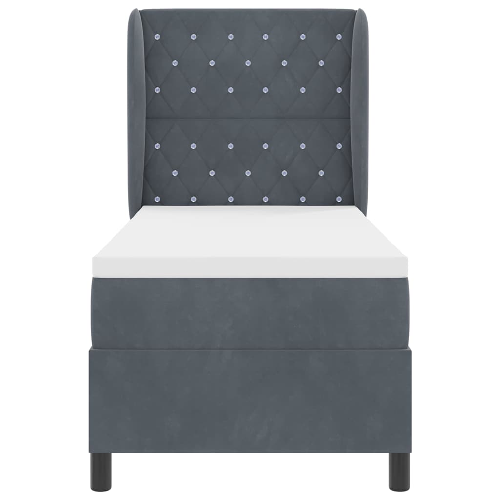Letto a molle con materasso Grigio scuro 200 x 80 cm Velluto | homemem39