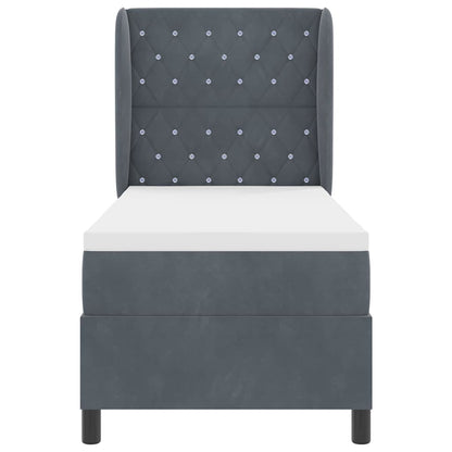 Letto a molle con materasso Grigio scuro 200 x 80 cm Velluto | homemem39