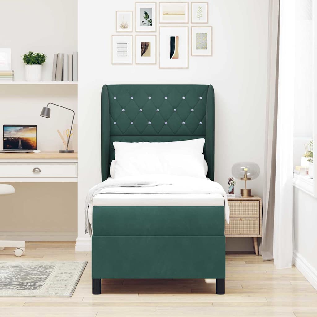 Letto a molle con materasso Verde Scuro 200 x 80 cm Poliestere