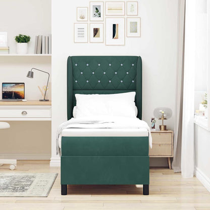 Letto a molle con materasso Verde Scuro 200 x 80 cm Poliestere