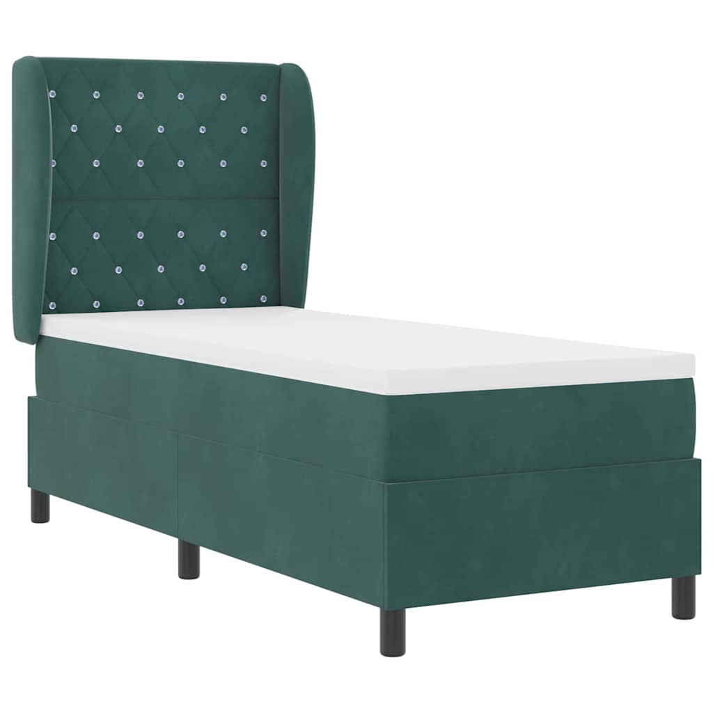 Letto a molle con materasso Verde Scuro 200 x 80 cm Poliestere