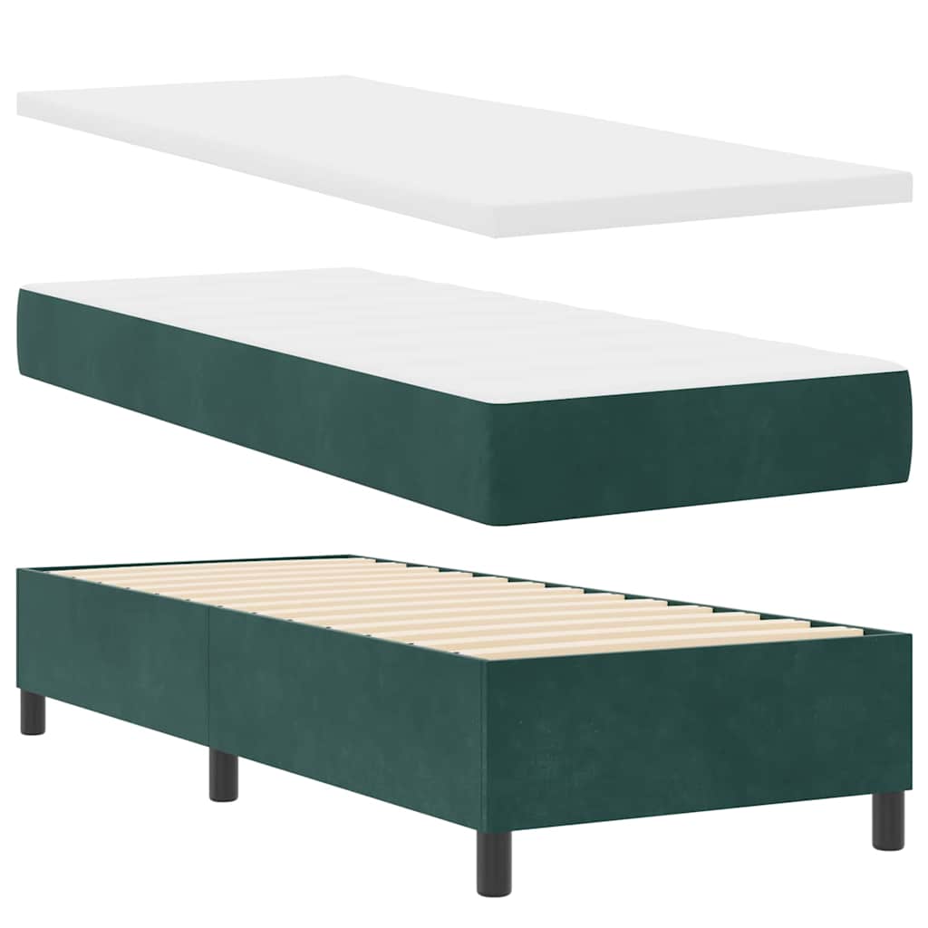 Letto a molle con materasso Verde Scuro 200 x 80 cm Poliestere
