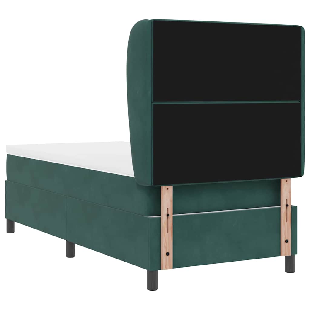 Letto a molle con materasso Verde Scuro 190 x 90 cm Poliestere