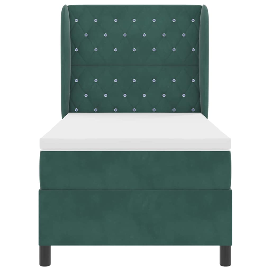 Letto a molle con materasso Verde Scuro 190 x 90 cm Poliestere