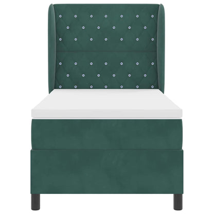 Letto a molle con materasso Verde Scuro 190 x 90 cm Poliestere