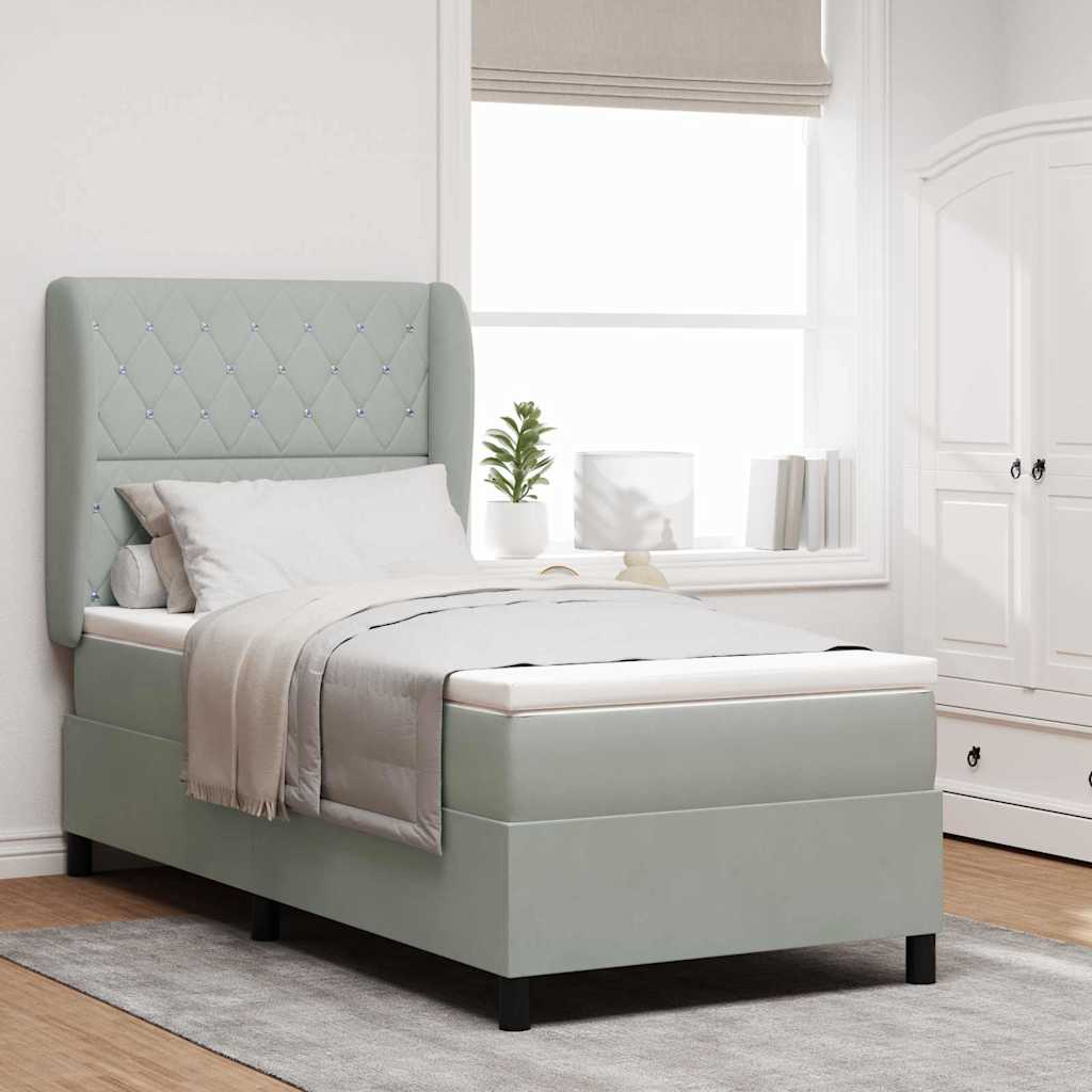 Letto a molle con materasso Grigio chiaro 200 x 100 cm Velluto | homemem39