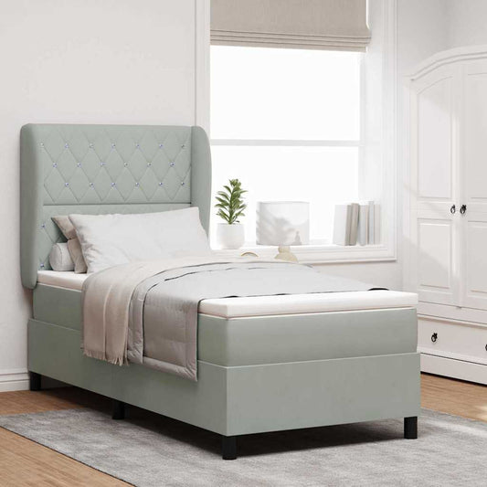 Letto a molle con materasso Grigio chiaro 200 x 100 cm Velluto | homemem39