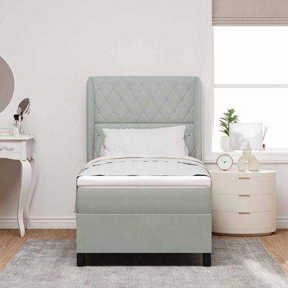 Letto a molle con materasso Grigio chiaro 200 x 100 cm Velluto | homemem39