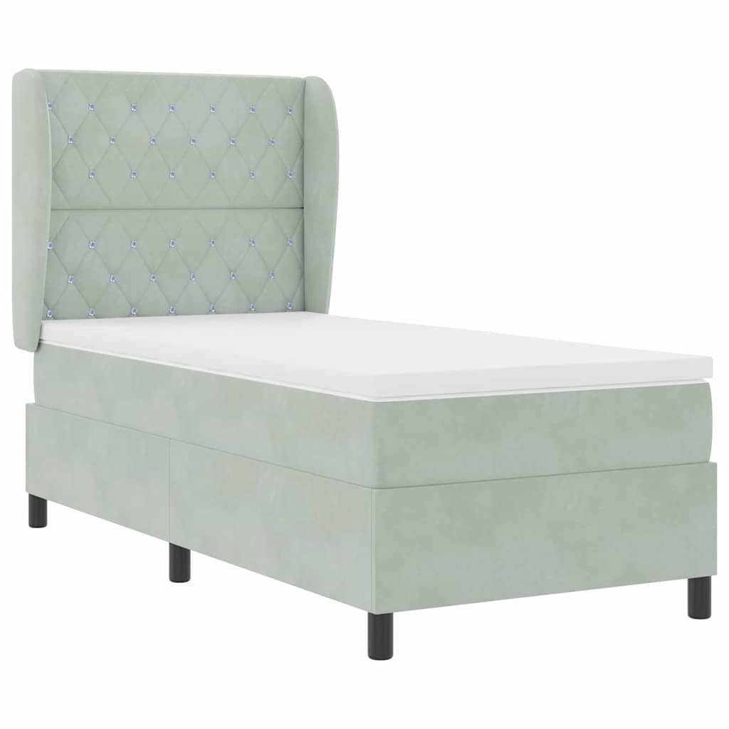Letto a molle con materasso Grigio chiaro 200 x 100 cm Velluto | homemem39