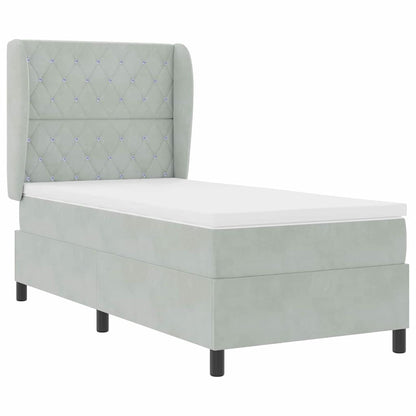 Letto a molle con materasso Grigio chiaro 200 x 100 cm Velluto | homemem39