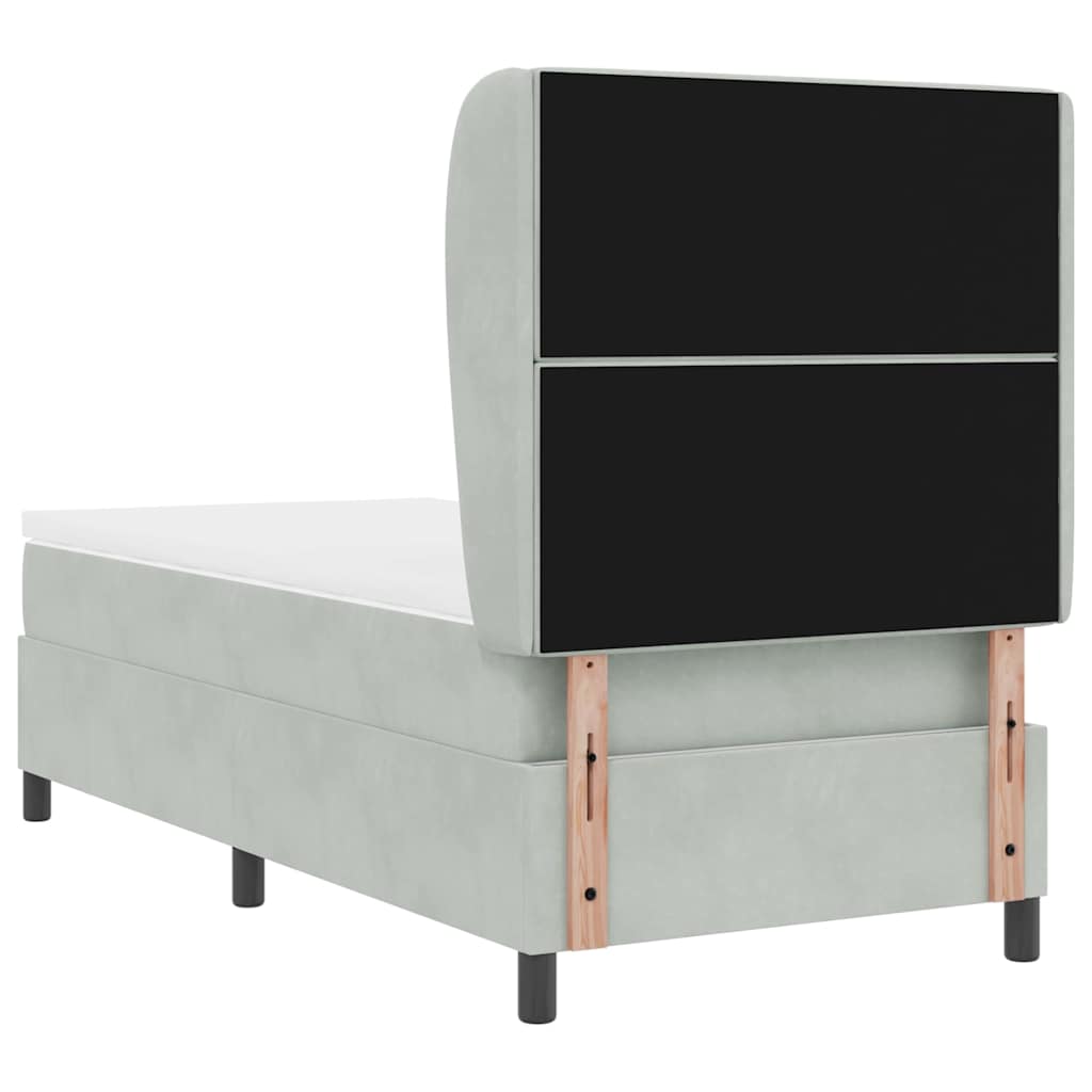 Letto a molle con materasso Grigio chiaro 200 x 100 cm Velluto | homemem39