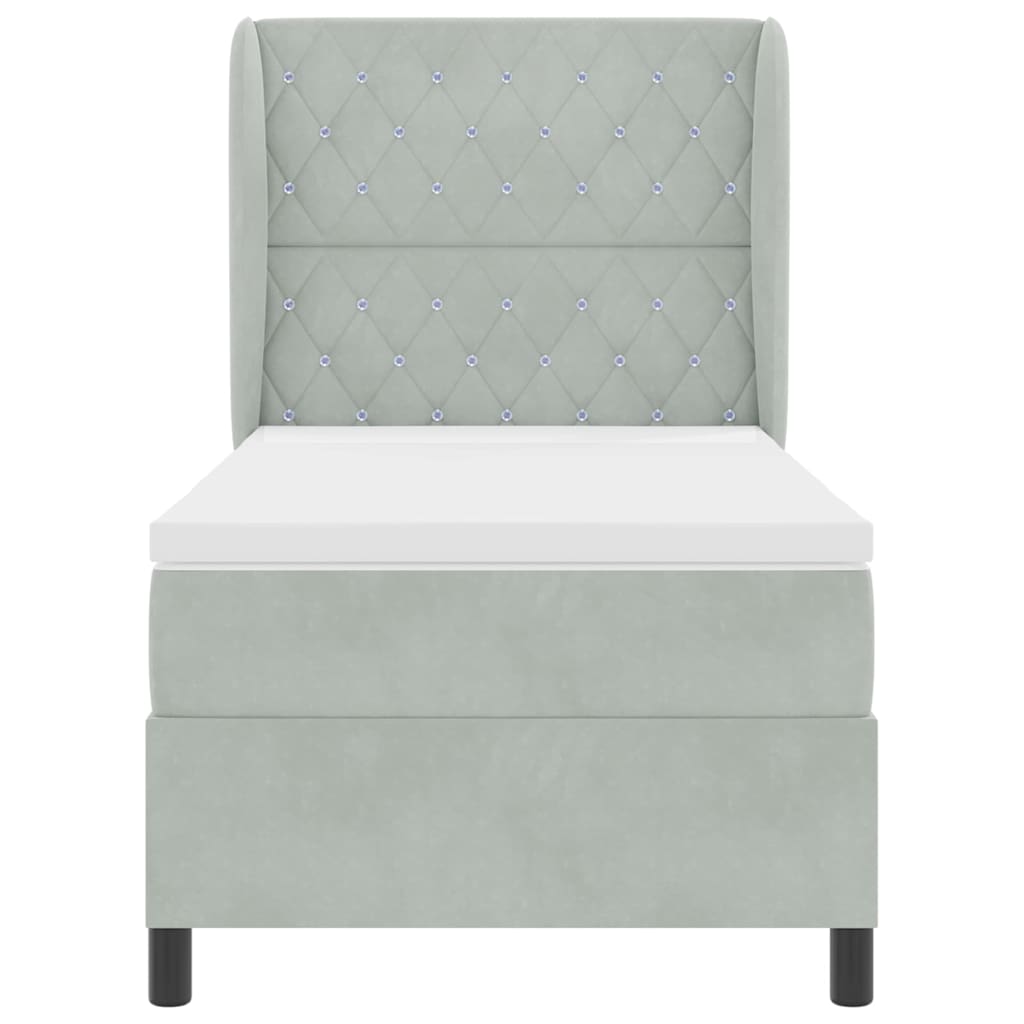 Letto a molle con materasso Grigio chiaro 200 x 100 cm Velluto | homemem39