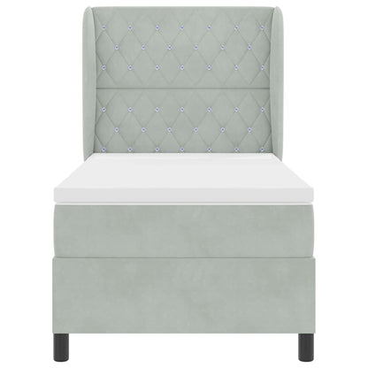 Letto a molle con materasso Grigio chiaro 200 x 100 cm Velluto | homemem39