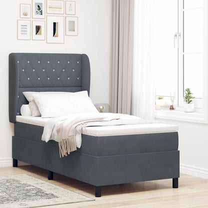 Letto a molle con materasso Grigio scuro 200 x 100 cm Velluto | homemem39