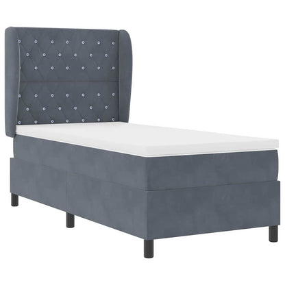 Letto a molle con materasso Grigio scuro 200 x 100 cm Velluto | homemem39